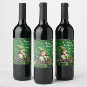 Launische St. Patrick's Day Gnom-Feier Weinetikett