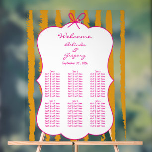 Launische Streifen-Handschrift-Hochzeits-Sitzplan Acrylschild