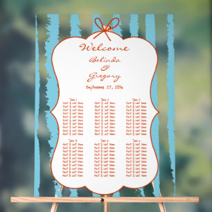 Launische Streifen-Handschrift-Hochzeits-Sitzplan Acrylschild