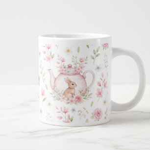 Launische Teekanne mit Hase Frühlingsblumen  Jumbo-Tasse