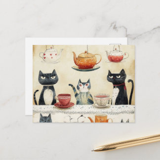 Launische Teekannenkatzen Postkarte