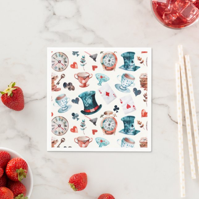 Launische Teeparty-Muster im Wunderland Serviette (Beispiel)