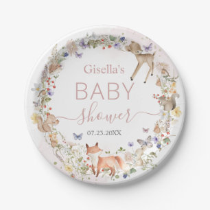 Launische Waldtiere Wildblumen-Baby-Party Pappteller