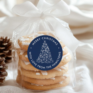 Launische Weihnachtsbaum-Schleifen Navy-Weihnachte Runder Aufkleber