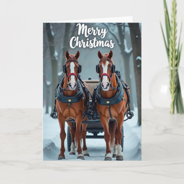 Launische Weihnachtskarte mit Pferd Karte (Vorderseite)