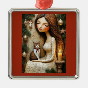 Launische Weihnachtskatze Winter Maiden Ornament Aus Metall