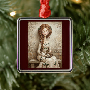 Launische Weihnachtskatze Winterfee Ornament Aus Metall