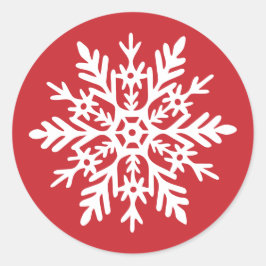 Launische weiße Schneeflocke rote Weihnachten Runder Aufkleber