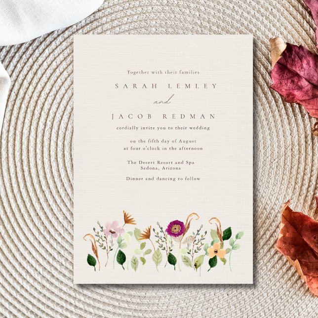 Launische Wildblumen Hochzeitseinladung Einladung (Whimsical Wildflowers Wedding Invitation)
