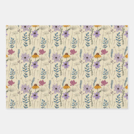 Launische Wildblumen-Nahtloses Muster Geschenkpapier Set