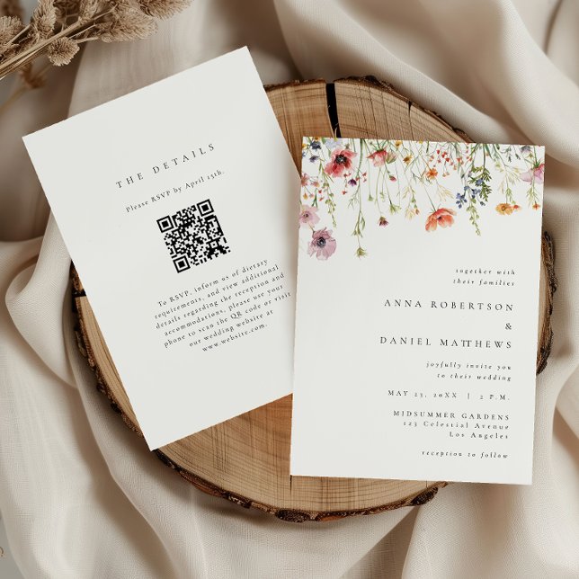 Launische Wildblumen-QR-Code-Hochzeit Einladung (Von Creator hochgeladen)