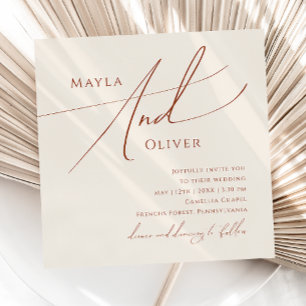 Launische Wüste Beige Quadratische Hochzeit Einladung