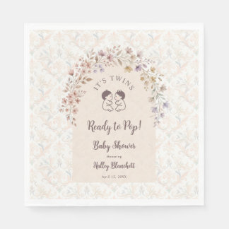 Launische Zwillinge Baby Shower Pastell Blumen LPM Serviette