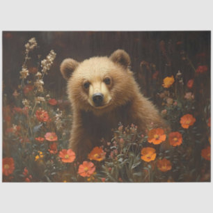 Launischer Bär im Feld der Wildblumen-Decoupage Seidenpapier