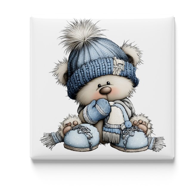 Launischer blauer Bär-Weihnachtsmagnet Magnet (Whimsical Blue Bear Christmas Magnet by PiggyPrint Stickers.)