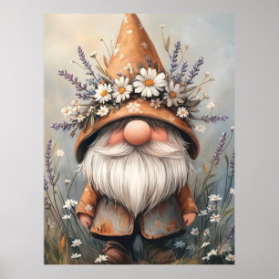 Launischer Blumengnom: Liebenswerte Aquarellkunst Poster