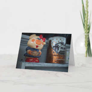 Launischer Chef Piggy & Vintage-Kaffeebüchse Karte