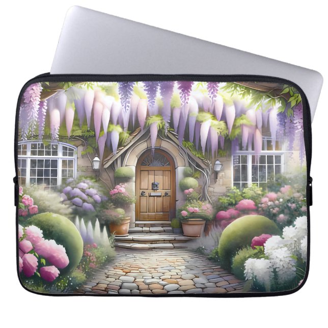 Launischer Cottage-Gartenweg Laptopschutzhülle (Vorderseite)