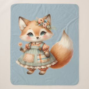 Launischer Cottagecore Floraler Pastell Fuchs  Sherpadecke