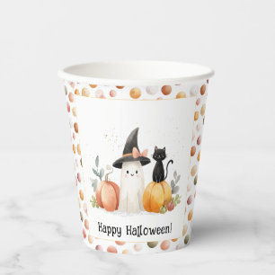 Launischer Geist und schwarze Katze Halloween Pappbecher