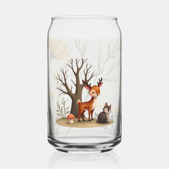 Launischer Hirsch & Igel bedrucktes Glas (Vorderseite)
