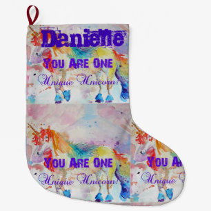 Launischer Regenbogen-Einhorn-Kunst-Weihnachtsstru Großer Weihnachtsstrumpf