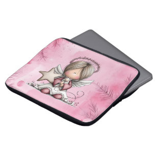 Launischer rosa Weihnachtsengel Laptopschutzhülle