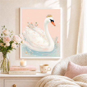 Launischer Schwan-Nursery-Mädchen-Kunst-Druck Poster