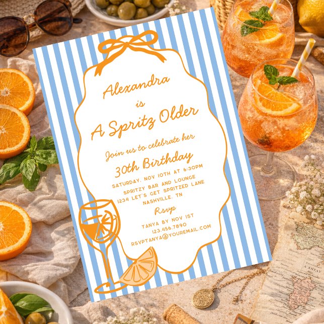 Launischer Spritzer Älterer Aperol Spritzer Geburt Einladung (Von Creator hochgeladen)