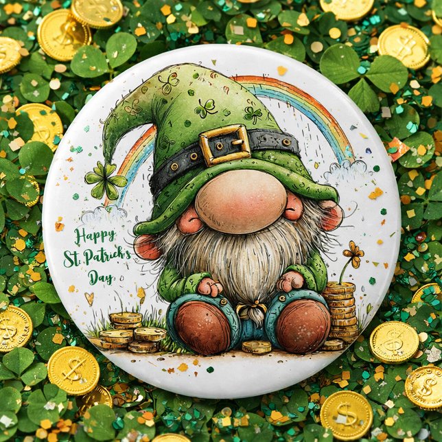 Launischer St. Patrick's Day Gnom Button (Von Creator hochgeladen)