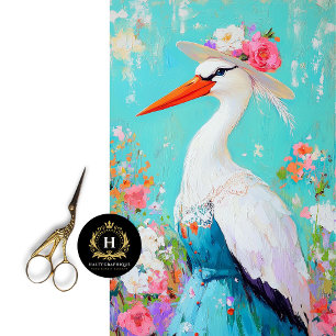 Launischer Storch Dekoupage Seidenpapier