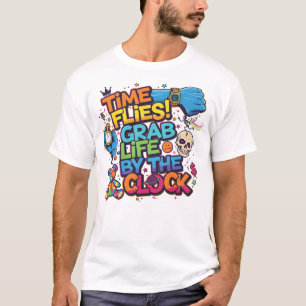 Launischer Uhren-Themen-Sweatshirt – Die Zeit Flie T-Shirt