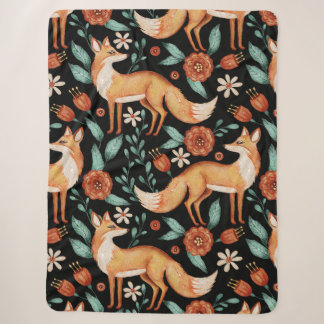 Launischer Wald Fuchs & Blumenmuster Sherpadecke