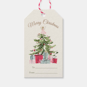 Launischer Wasserfarben-Weihnachtsbaum Geschenkanhänger