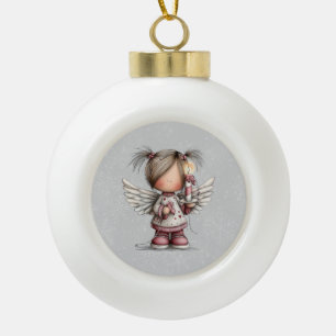 Launischer Weihnachtsengel Keramik Kugel-Ornament