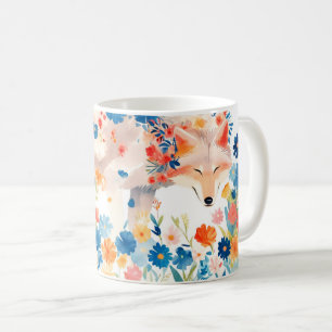 Launischer Wolf im blühenden Blumengarten Kaffeetasse