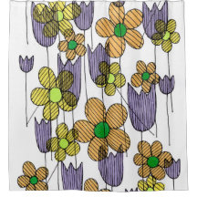 Launischer Zen-Doodle-Wildblumen-Duschvorhang