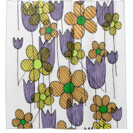Launischer Zen-Doodle-Wildblumen-Duschvorhang Duschvorhang
