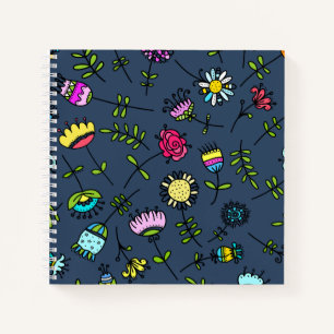 Launisches florales Muster Art Design Notizbuch