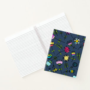 Launisches florales Muster Art Design Notizbuch