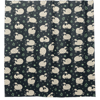 Launisches Fluffschaf-Muster Duschvorhang