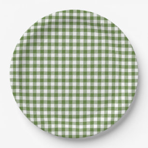 Launisches grünes Gingham Pappteller