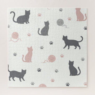 Launisches Katzen- und Garn-Silhouettenmuster