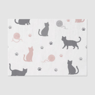 Launisches Katzen- und Garn-Silhouettenmuster Seidenpapier