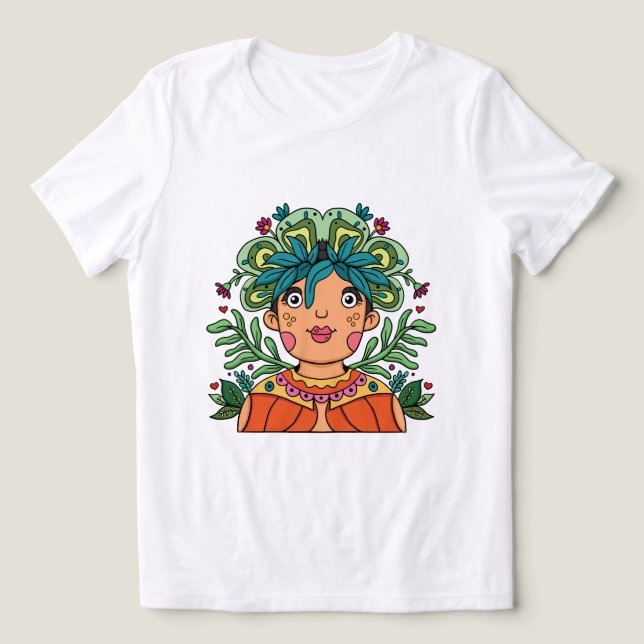 Launisches Mädchen mit Blumenkrone Tri-Blend Shirt (Design Vorderseite)