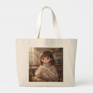 Launisches Mädchen mit Kaffeetüte Tasche