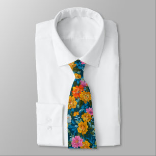 Launisches Magenta Gelbes Florales Dunkles Teal Krawatte