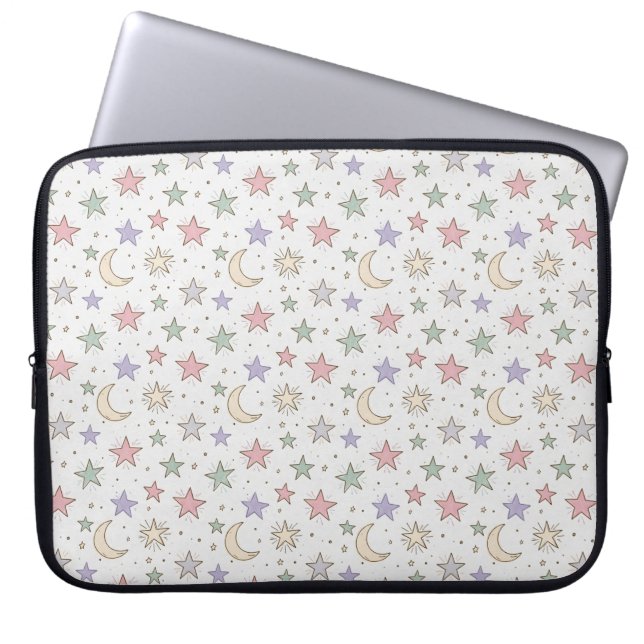 Launisches Mondsternmuster Laptopschutzhülle (Vorderseite)