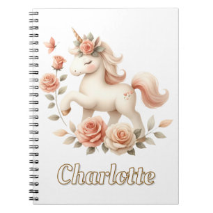 Launisches Pastell-Einhorn mit Rosen Notizblock