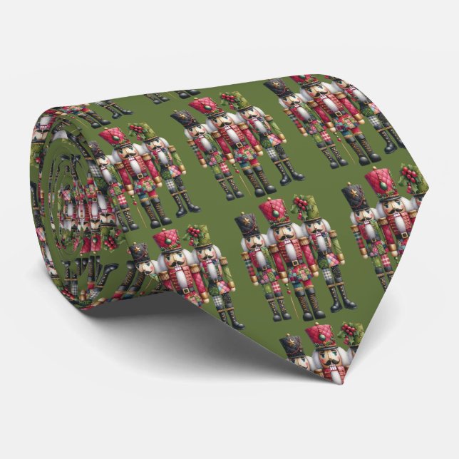 Launisches Patchwork-Weihnachts-Nussknacker-Trio Krawatte (Gerollt)